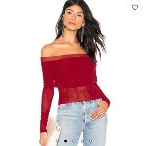 Revolve Majorelle Cranberry Red Off the shoulder top